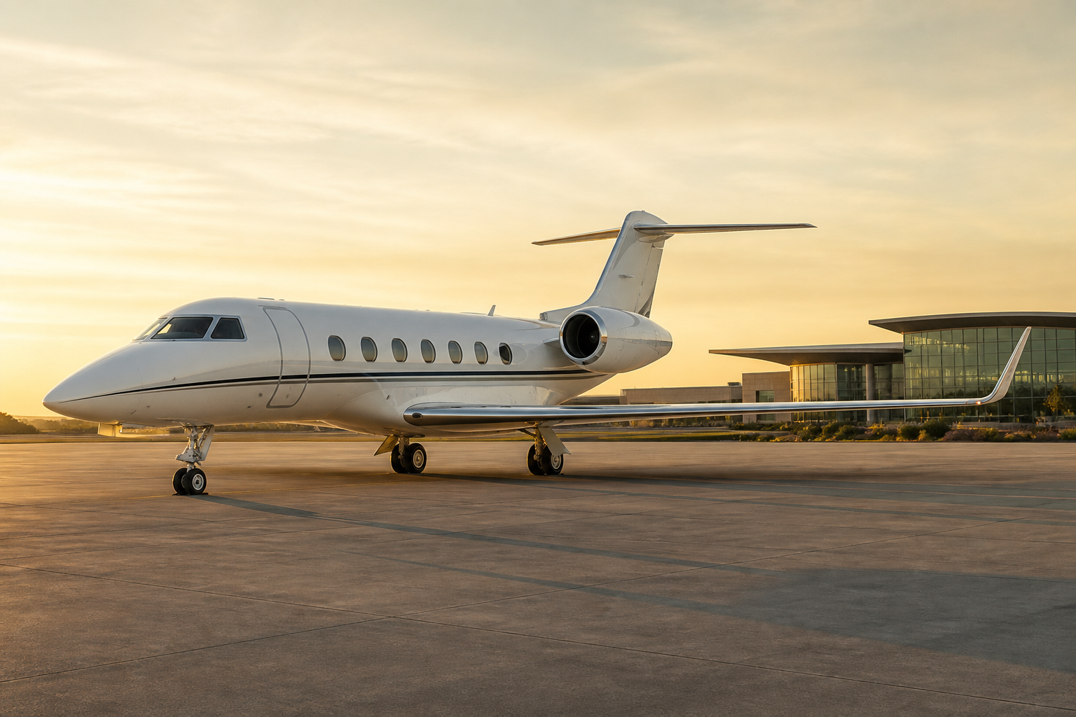 Best empty leg flights website: private jet on the tarmac at first light, ready for a leftover sector